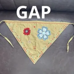 GAP キッズ　三角巾　ボタニカル柄刺繍 カーキ　 三角スカーフ