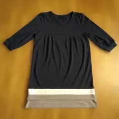 VIVERE 七分袖 ひざ丈ワンピース バイカラーのサムネイル