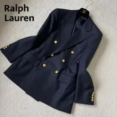 極美品 ポロ ラルフローレン 紺ブレザー ダブル ジャケット レディースL相当