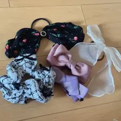 ヘアアクセサリー 5点セット リボン シュシュ