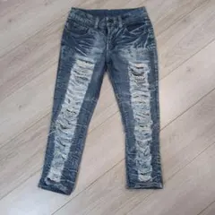 140cm BLING ダメージ加工 ライトブルーロングパンツ