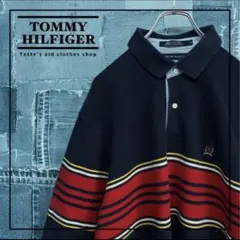 トミーヒルフィガー【ポロシャツ/ラガーシャツ】ワンポイント刺繍ロゴ トリコロール
