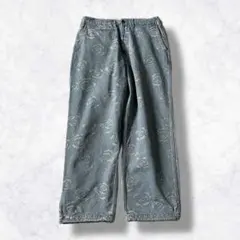 BEAMS JAPAN デニムパンツ 定価3万 バラ 刺繍 ワイド ビームス Sのサムネイル