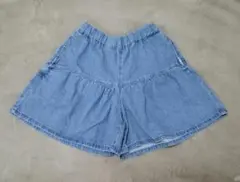 @ GU デニムブルー ティアード付きキュロット 150cm 子供服 デニム