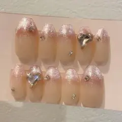 《現品》韓国 ワンホン 春 ピンク マグネット フレンチ チーク ハート ネイル