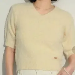 美品！！NEUNA Vネックハーフスリーヴニット F