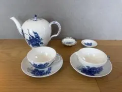 Meissen】1級品 ブルーオーキッド トリオセット ※プレートに微小キズ