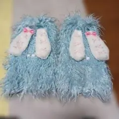 水色 うさぎ耳付きレッグウォーマー