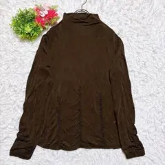 【PINORE COLLEZIONE】長袖カットソー（L）ブラウン ハイネック