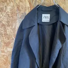 AE9008 ZARA ザラ トレンチコート ブラック レディース 24 80