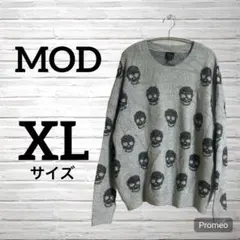 MOD スカル柄 グレー 長袖セーター XL