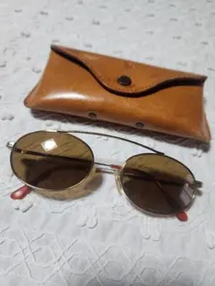 ラルフローレン　ブラウンオーバルレンズサングラス レザーケース付