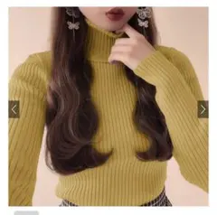 GRL タートルネックリブニットトップス k8534v 黄色 イエロー
