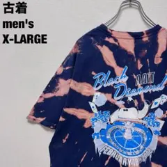 コンフォートカラーズ Tシャツ ブリーチ加工 胸ポケ 派手 ネイビー XL 古着