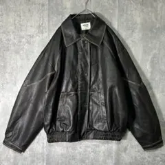 ヴィンテージ調 フェイクレザー ボンバージャケット ブルゾン 濃茶