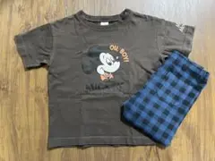 ミッキーマウスTシャツ チェックパンツ90