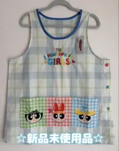 【新品】☆パワーパフガールズエプロン☆3連ポケットブルーサイズLL〜3LL！！のサムネイル