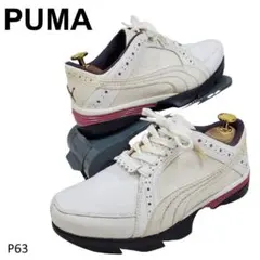 プーマ　ゴルフシューズ　レースアップ　ロゴ　トライカラー　23cm　レザー