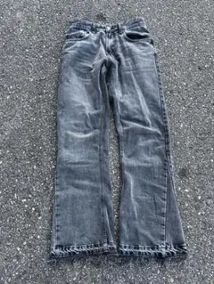 グランジ　y2k ダークブラックフレアデニム