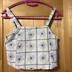 ZARA ノースリーブ タンクトップ 花柄刺繍 ホワイト ブルーのサムネイル