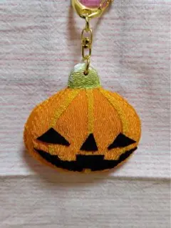 ちりめん細工キーホルダー 《ハロウィンかぼちゃ》
