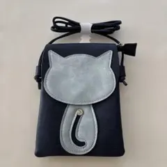 ネコシルエット ショルダーバッグ スマホ ショルダー　サコッシュ