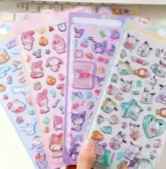 3dシール 立体シール ぷくぷくぷっくり かわいい 4枚セット