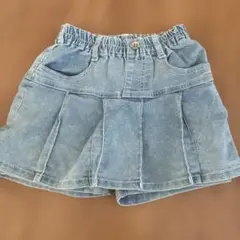 スカート風ショートパンツ 薄いデニム色