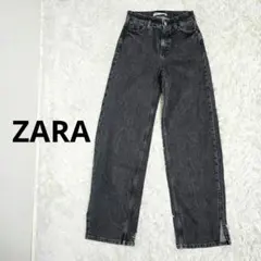 【ZARA】 ブラック ストレートデニム ハイウエスト Sサイズ