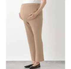 LEPSIM マタニティ 洗えるリブニットストレートパンツ