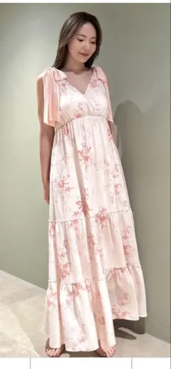 スナイデルホーム　ルームウェア　 リボンショルダーワンピース　ピンク