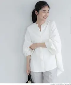 ホワイト バルーンスリーブ シャツ M coca コカ　ドルマンスリーブ