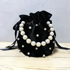 パール　パーティー巾着バッグ　フォーマル　食事会