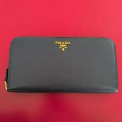 PRADA ネイビー 長財布 サフィアーノ
