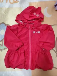 「ハローキティコラボ」赤いウサギ耳フードジャケット90