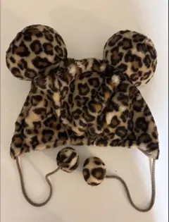 ヒョウ柄ミッキー型帽子（フリーサイズ）