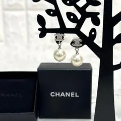 CHANELピアス ココマーク ラインストーン パール シルバー A17V 刻印