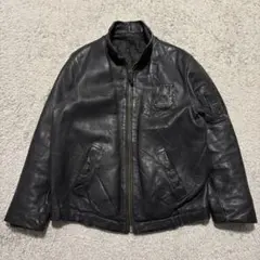 フランス軍 パイロットレザー XL ジャケット 黒 フレンチミリタリーのサムネイル