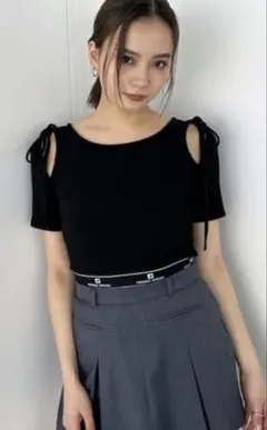 EMODA ショルダーオープン 半袖カットソー ブラック