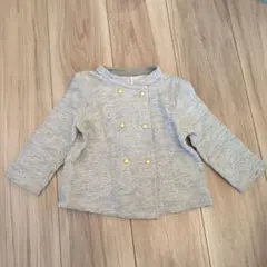 プチバトー　グレー ダブルボタン カーディガン 24m