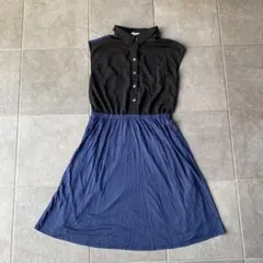 ELLE ノースリーブシャツドレス 黒 ネイビーのサムネイル