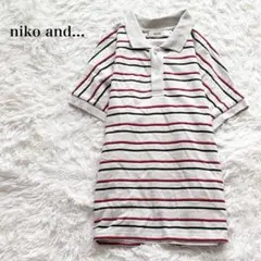 ニコアンド マルチボーダー半袖ポロシャツ カットソー ロゴ刺繍 男女兼用 綿混