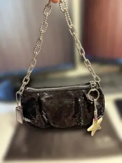 コーチ【美品】ブラック スパンコール パーティーバッグ