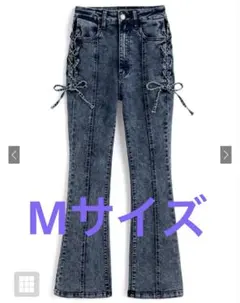 完売商品！GRL レースアップセンターシームフレアデニムパンツ