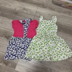 2点セット花柄半袖ワンピースセット ノースリーブワンピース120cm
