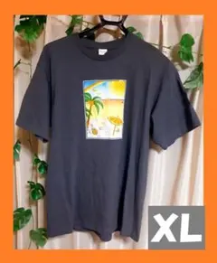⭐みかんのなつTシャツ⭐ クール＆オシャレ さり気ないみかん ♪ XL グレー