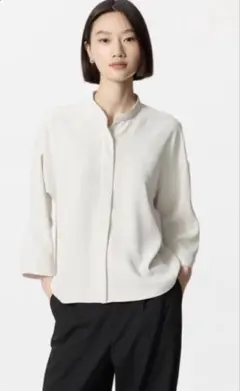 UNIQLO ユニクロ ドレープブラウス 7分袖 M オフホワイト