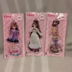 リカちゃん　アクリルスタンドキーホルダー　3種セット　ラウンドワン限定