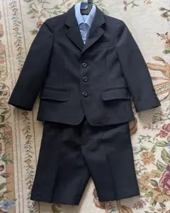 フォーマルスーツ上下とブルーシャツセット キッズ100cm