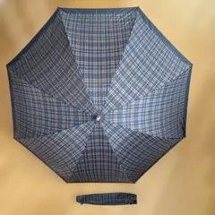 折りたたみ傘 ネイビー系チェック柄